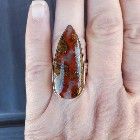 New Moroccan Seam Agate 925 Silver Ring. - Picture 10 of 13